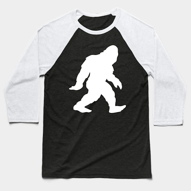 Bigfoot Sasquatch Silhouette Cartoon Baseball T-Shirt by hobrath